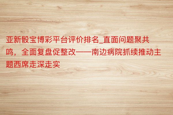 亚新骰宝博彩平台评价排名_直面问题聚共鸣，全面复盘促整改——南边病院抓续推动主题西席走深走实