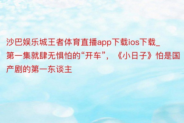 沙巴娱乐城王者体育直播app下载ios下载_第一集就肆无惧怕的“开车”，《小日子》怕是国产剧的第一东谈主